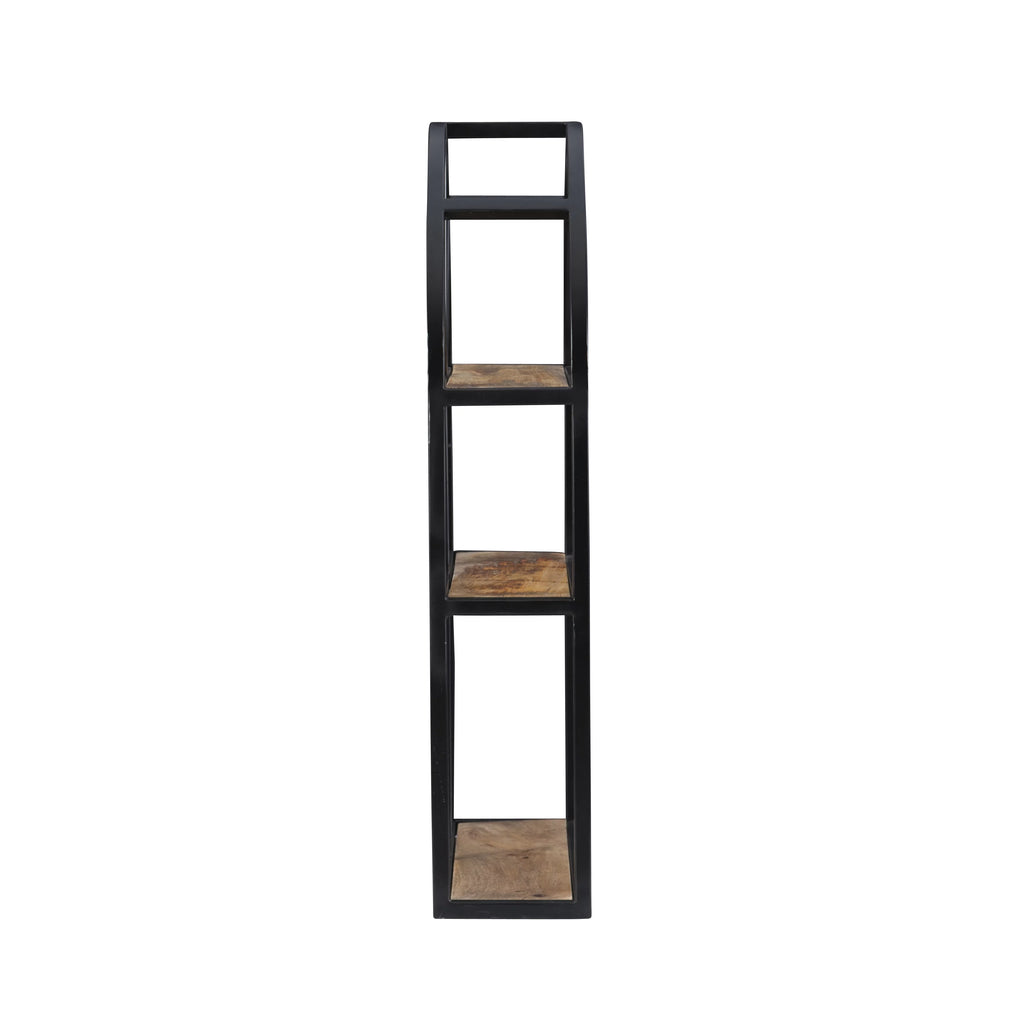 Black Metal Natural Mango Wood 3-Tier Wall Shelves X26771