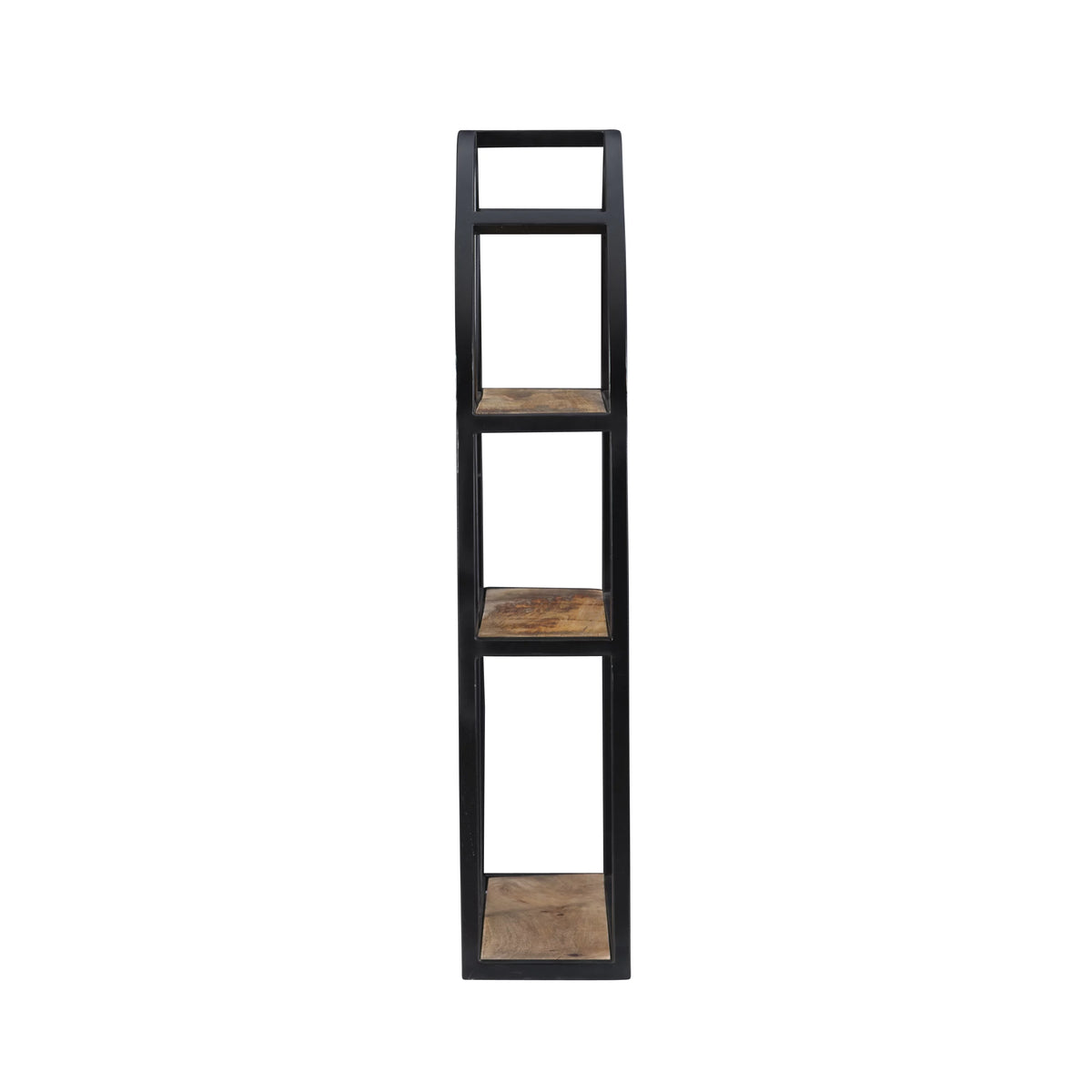 Black Metal Natural Mango Wood 3-Tier Wall Shelves X26771