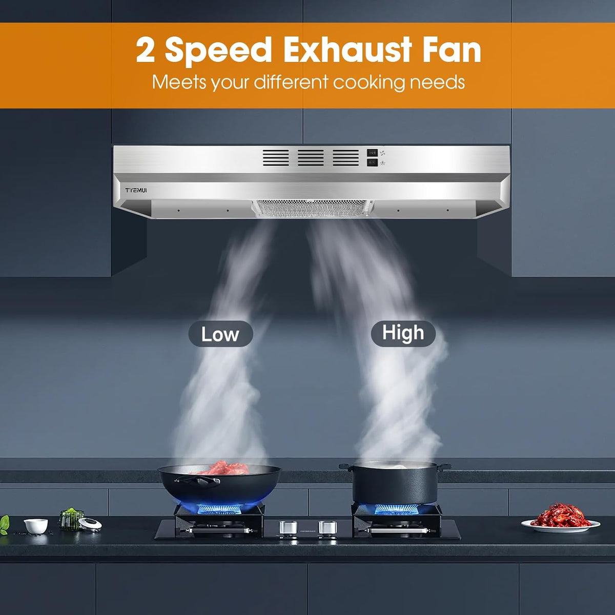 Stainless Steel Under Cabinet Ductless Range Hood, 300 CFM I137