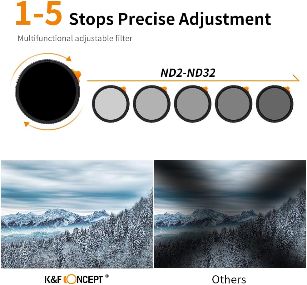 67mm Black Diffusion 1/4 Variable ND2-ND32 ND Filter 2-in-1 S4573