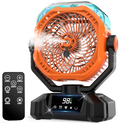20000mAh Rechargeable Battery Powered Camping Fan with LED Lantern E124
