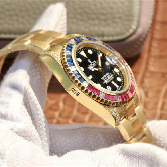 Golden Blue Red Diamond Black Dial 40mm X5962
