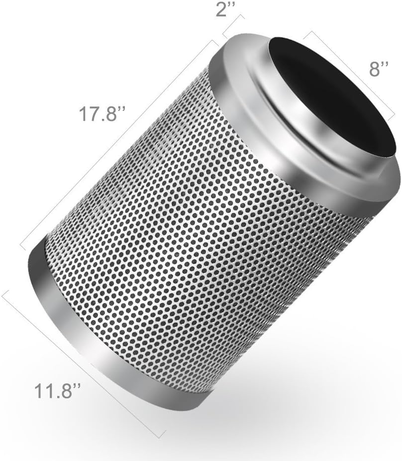 8 Inch 750 CFM Inline Fan Carbon Filter 25 Feet Ducting Combo with Humidity Monitor O454