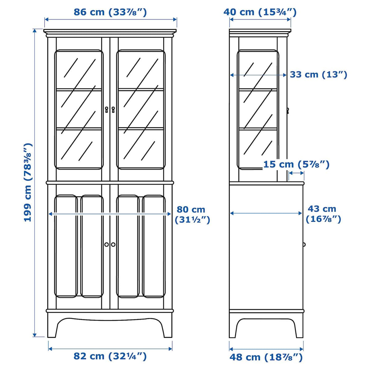 Light Beige Cabinet with Glass Doors E48340
