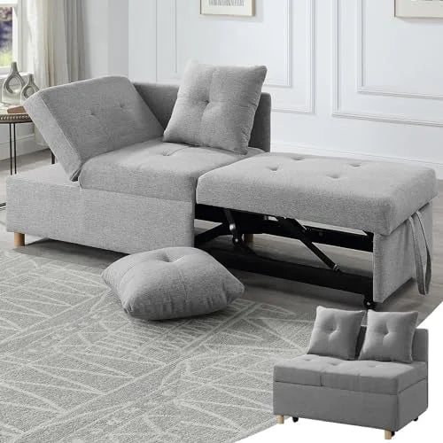 3 in 1 Convertible Velvet Sofa Bed with 2 Pillows O120509