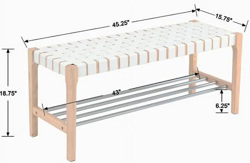 Brown Woven Straps Entryway Bench R215140