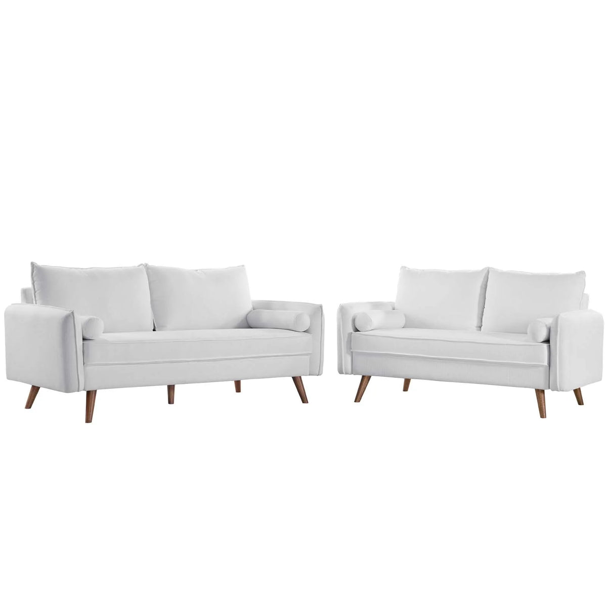 White Upholstered Fabric Sofa and Loveseat Set O299891