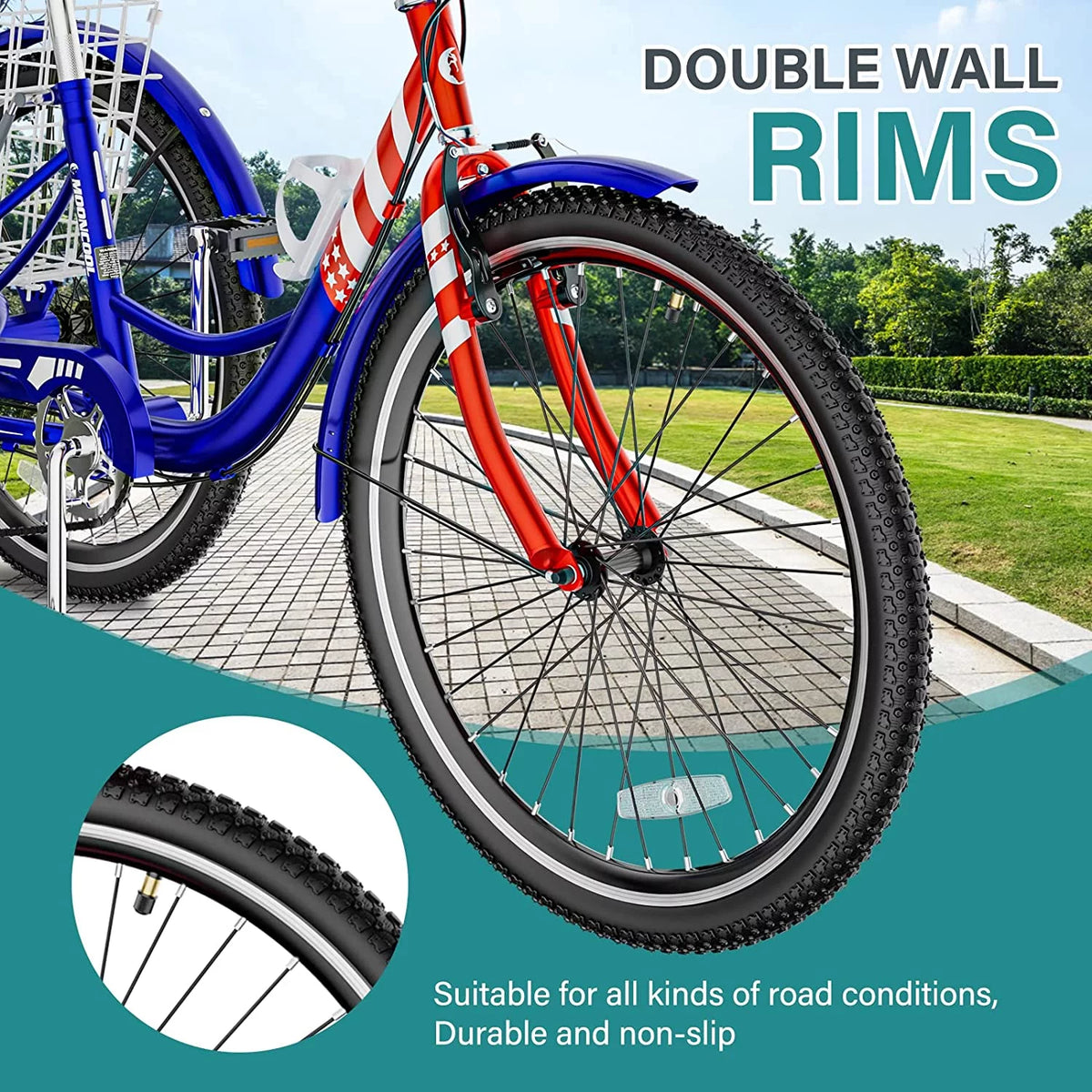 20/24/26 inch Adult Tricycle 3 Wheel Bike with Cargo Basket V807928