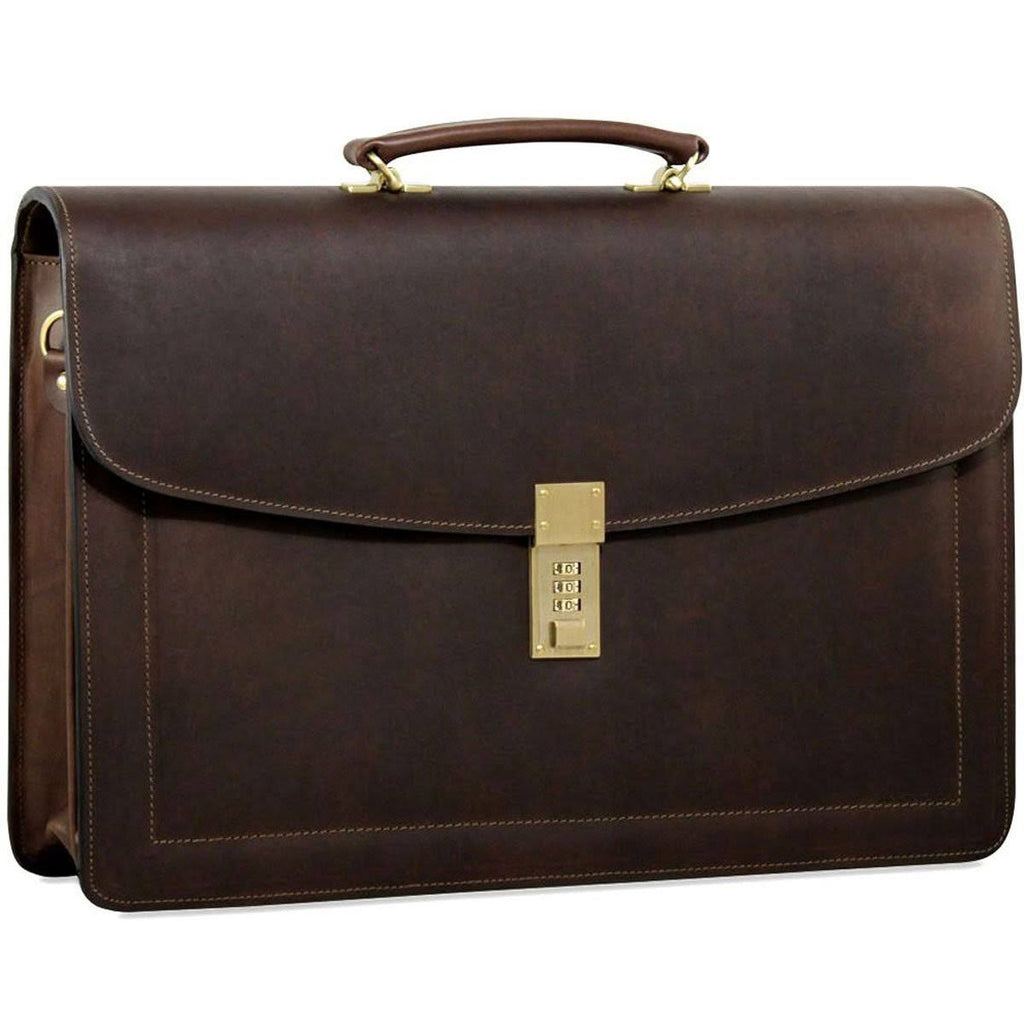Brown Belting Slim Combination Lock Briefcase V550721