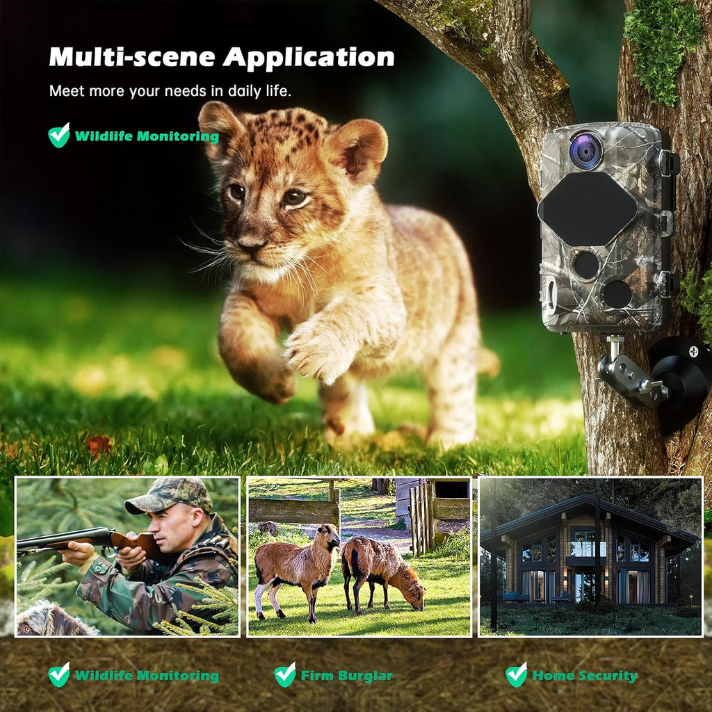4K 24MP Night Vision 82ft Motion Activated IP66 Waterproof Trail Camera K869156