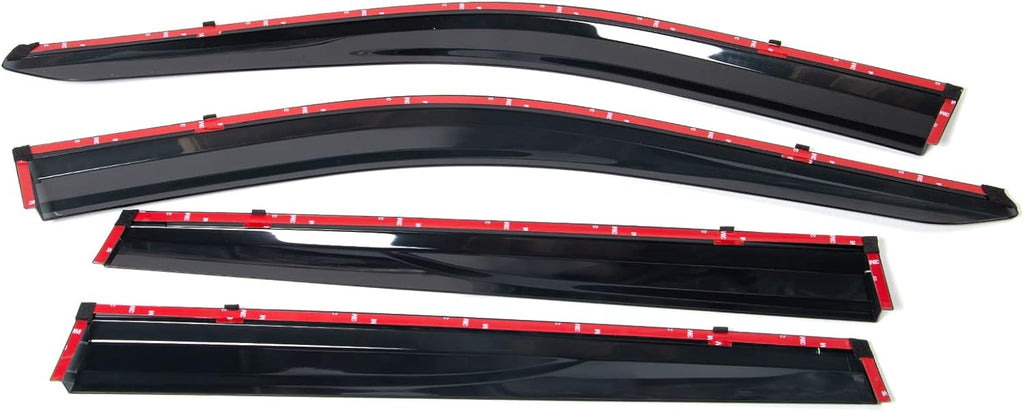 Window Visor Rain Guard Shade 4PC Injection Polycarbonate with Chrome Trim P1479