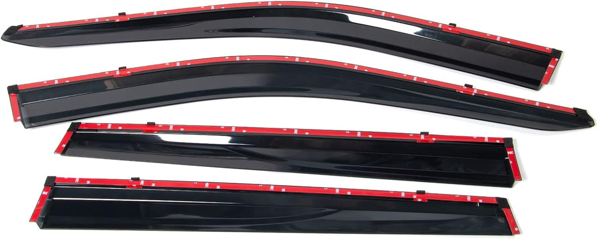 Window Visor Rain Guard Shade 4PC Injection Polycarbonate with Chrome Trim P1479