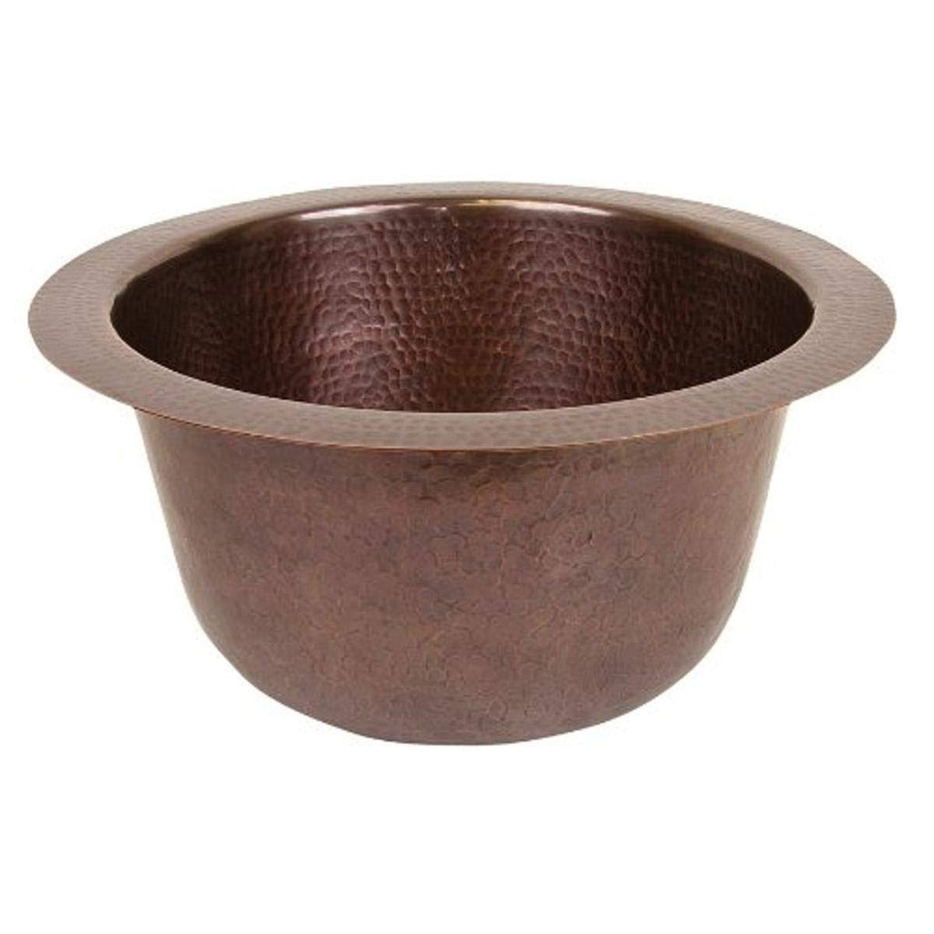 Antique Copper Solid Hand Hammered Copper 16-inch Diameter Round Bar Sink E840