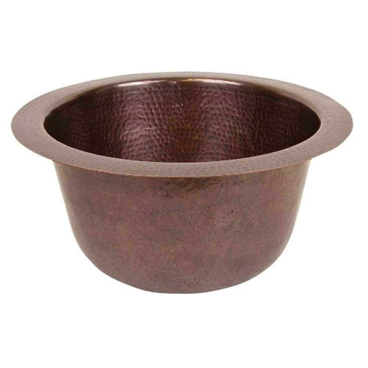 Antique Copper Solid Hand Hammered Copper 16-inch Diameter Round Bar Sink E840