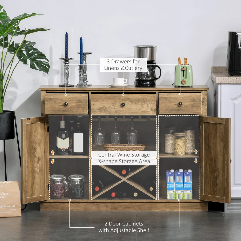 Farmhouse Coffee Bar Cabinet with 3 Drawers S19934