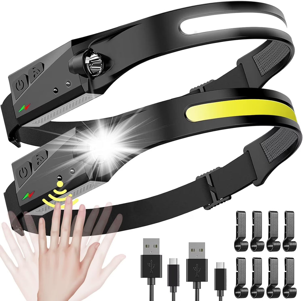 Rechargeable LED Headlamp 2 Pack with Motion Sensor B1661