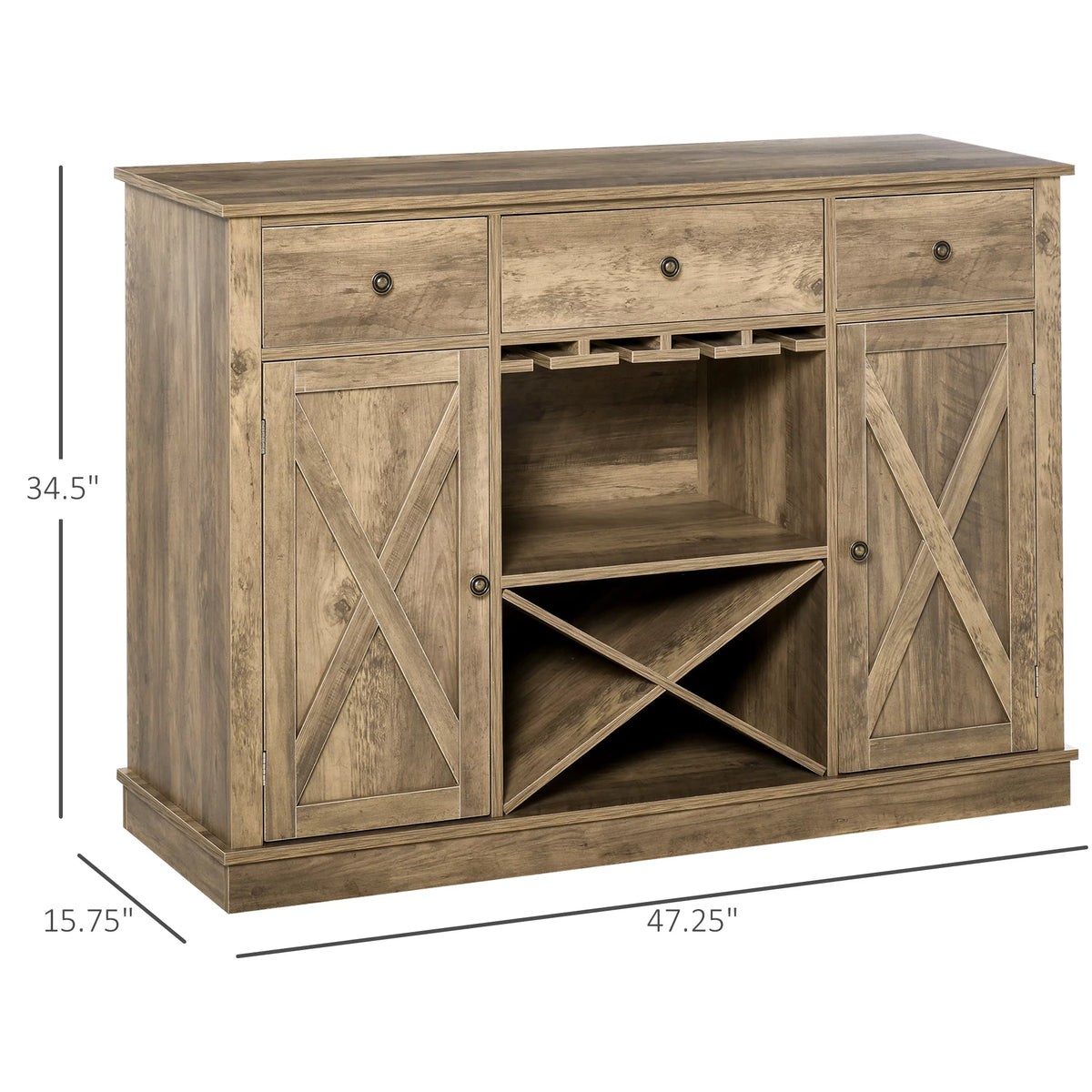 Farmhouse Coffee Bar Cabinet with 3 Drawers S19934