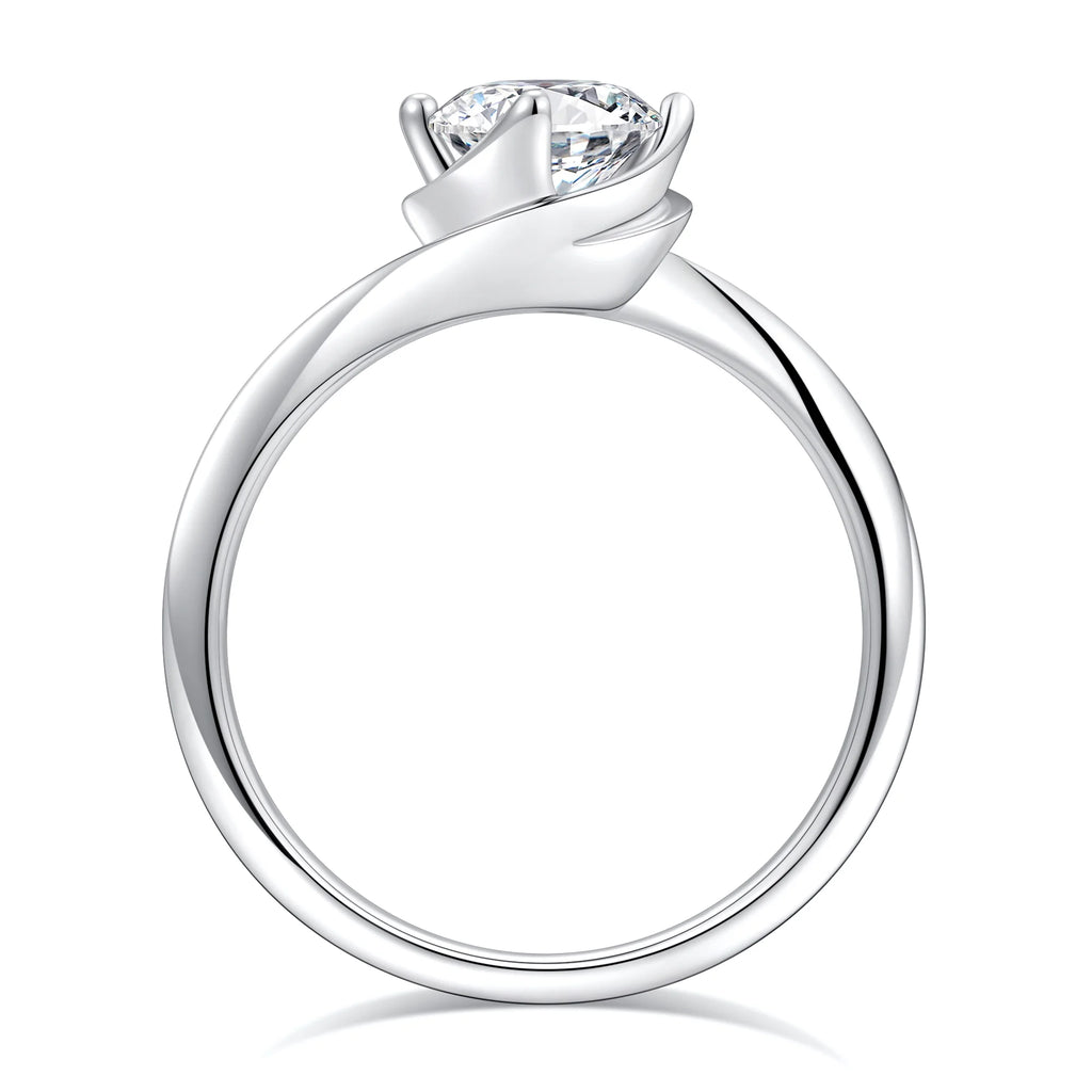 1ct Solitaire Moissanite Engagement Ring 925 Sterling Silver Four-Prong Round Cut Ring K695069