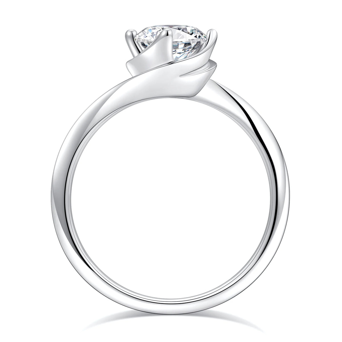 1ct Solitaire Moissanite Engagement Ring 925 Sterling Silver Four-Prong Round Cut Ring K695069