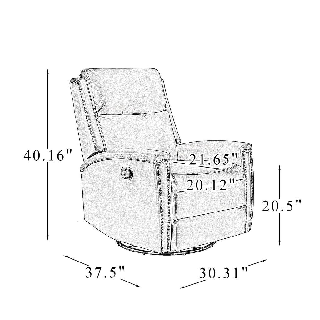 Modern Genuine Leather Wingback Swivel Rocker Recliner Set of 2 O896665