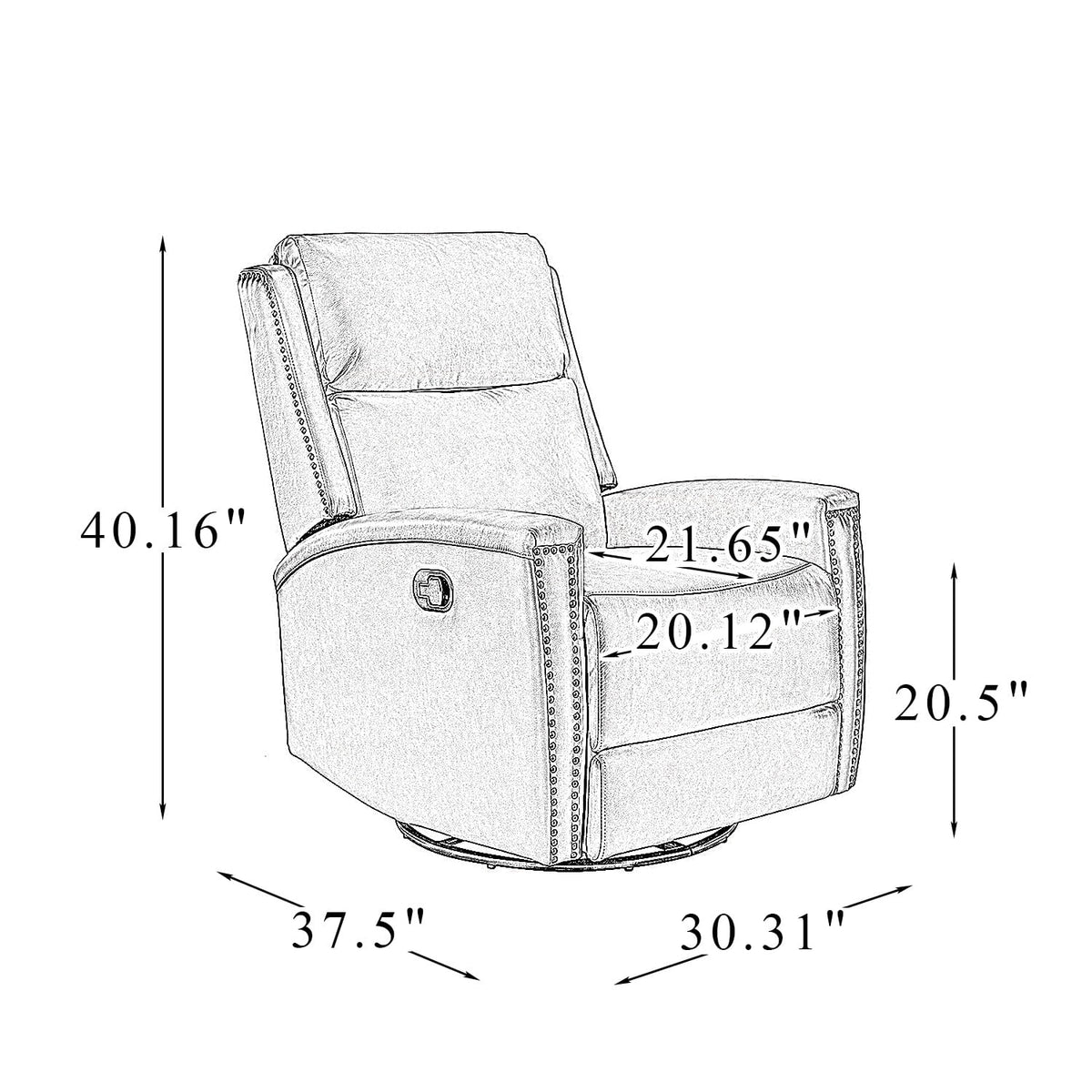 Modern Genuine Leather Wingback Swivel Rocker Recliner Set of 2 O896665
