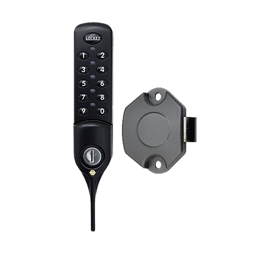 Electronic Cabinet and Locker Lock with Lever Handle with Slam Latch Vertical - Black D5340