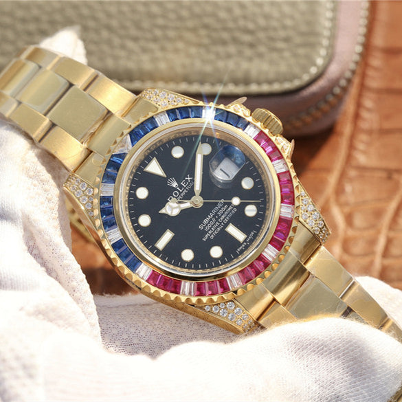 Golden Blue Red Diamond Black Dial 40mm X5962