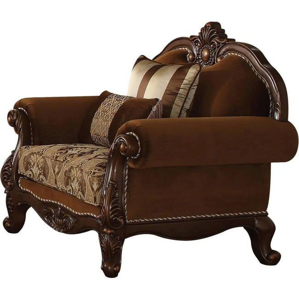 Fabric Cherry Oak Chair with 2 Pillows M930