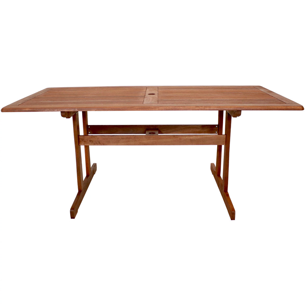 Brown Meranti Wood Rectangular Patio Dining Table A10857