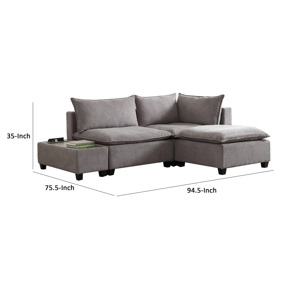 95 Inch Loveseat, Ottoman, and Console Table Set, Gray N29859