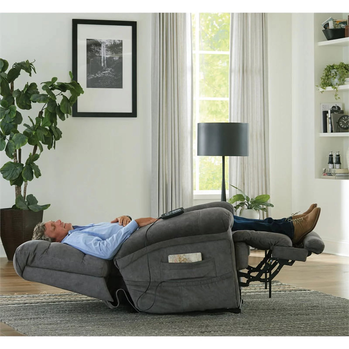 Gray Fabric Power Lift Recliner E825174