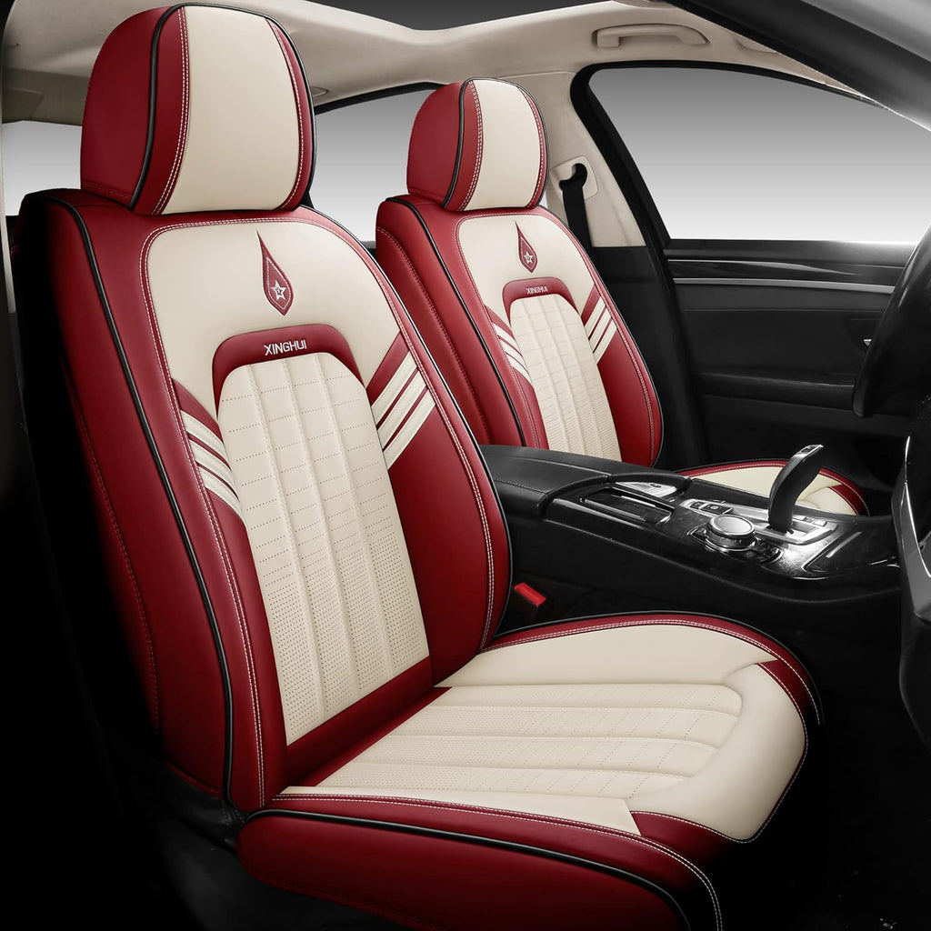 Pink Synthetic Leather 5-Seater Full Set Car Seat Covers N643