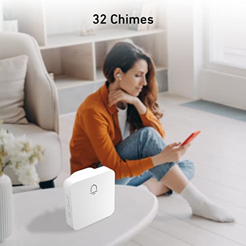 Wireless Doorbell with 2 Receiver, 1000ft Range, Waterproof, White M727