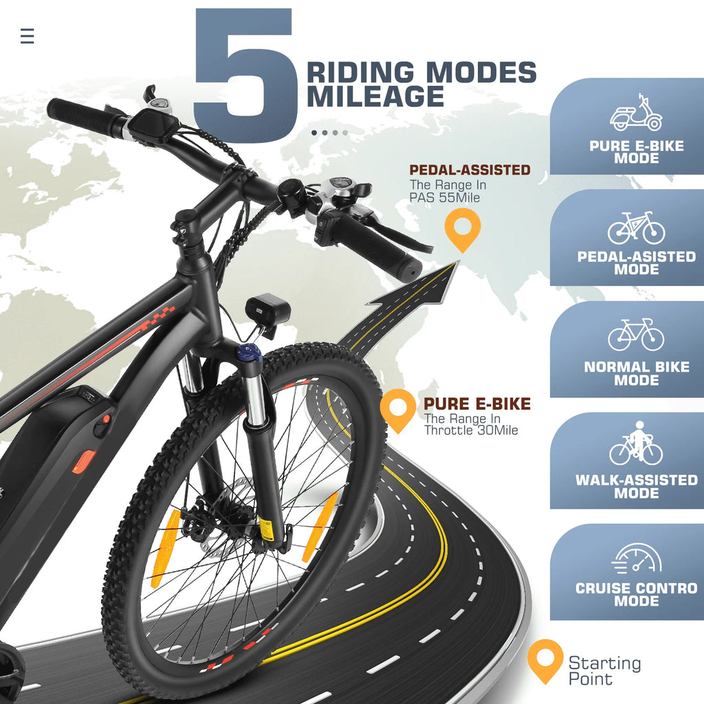 Electric Bike 26 500W 48V 10.4Ah 19.8MPH T823