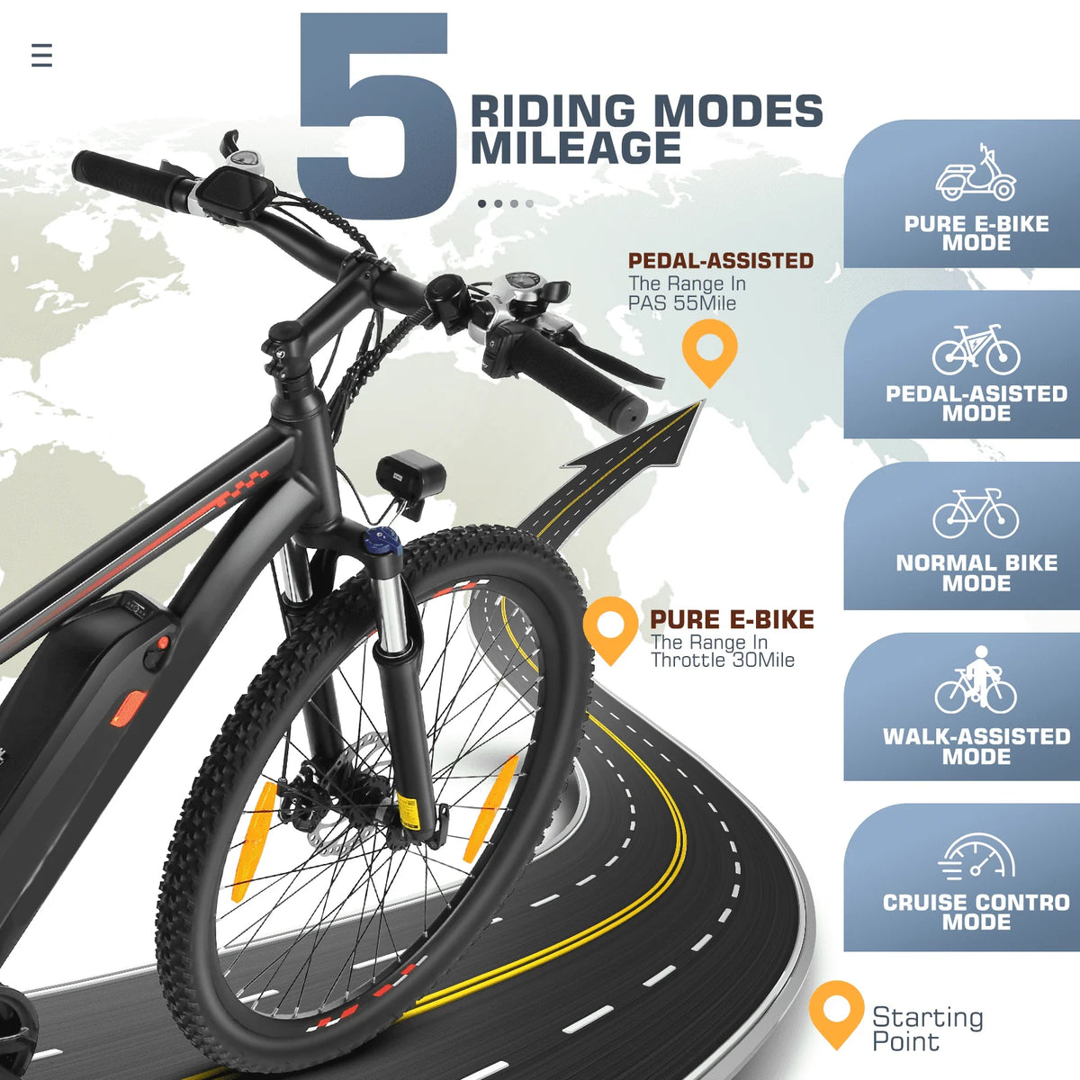 Electric Bike 26 500W 48V 10.4Ah 19.8MPH T823
