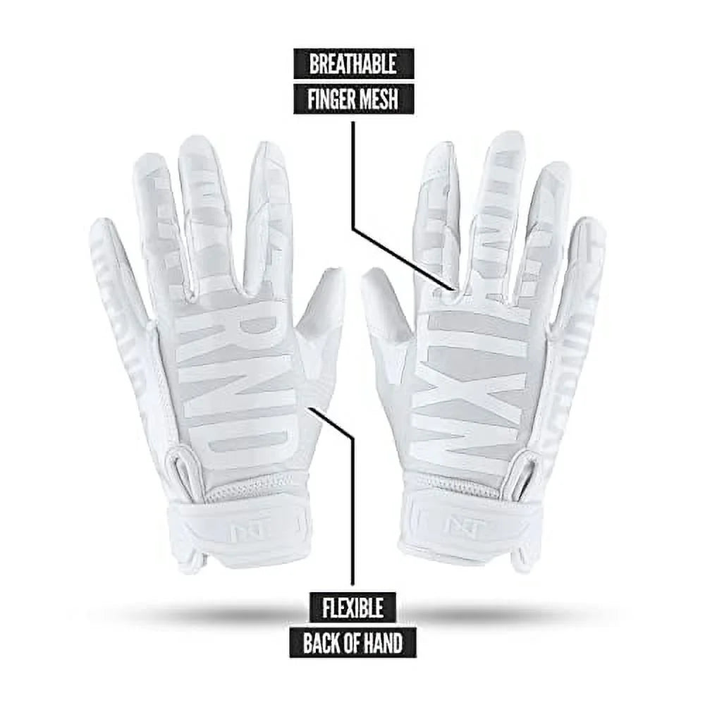White Youth Large Sticky Receiver Football Gloves A614264