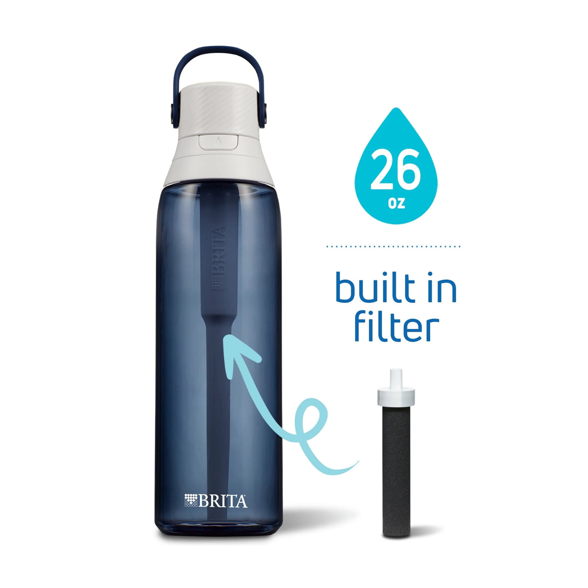 26oz Leak Proof Filtered Water Bottle with Straw P533318