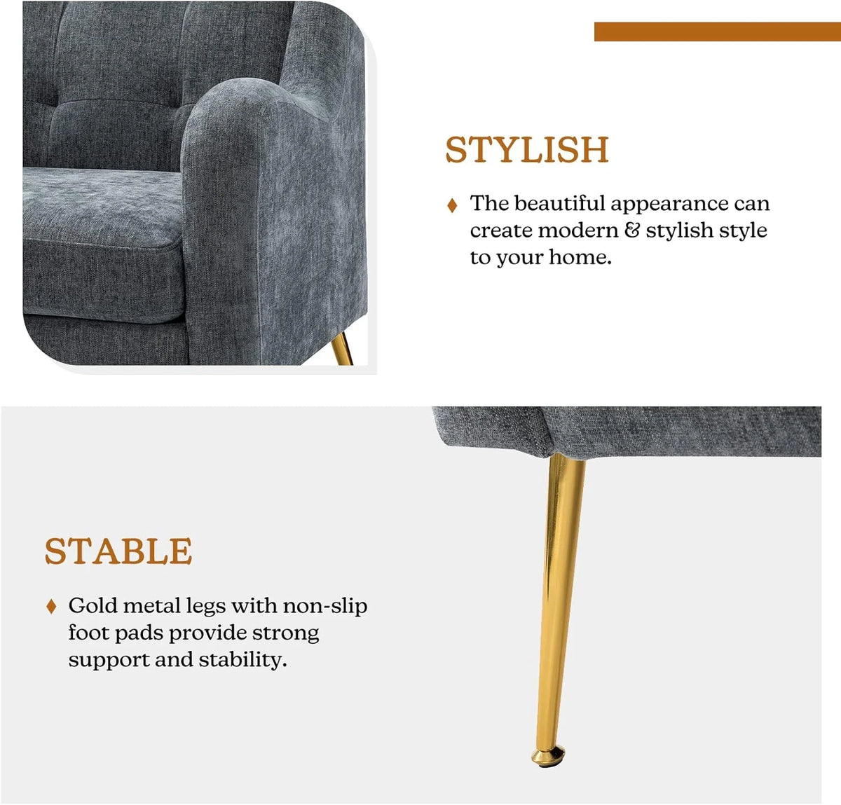 Navy Upholstered Armchairs Set with Removable Cushion P94214