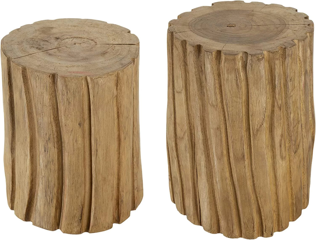 Teak Stump Displays Set of 2 Brown G51903