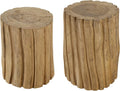 Teak Stump Displays Set of 2 Brown G51903