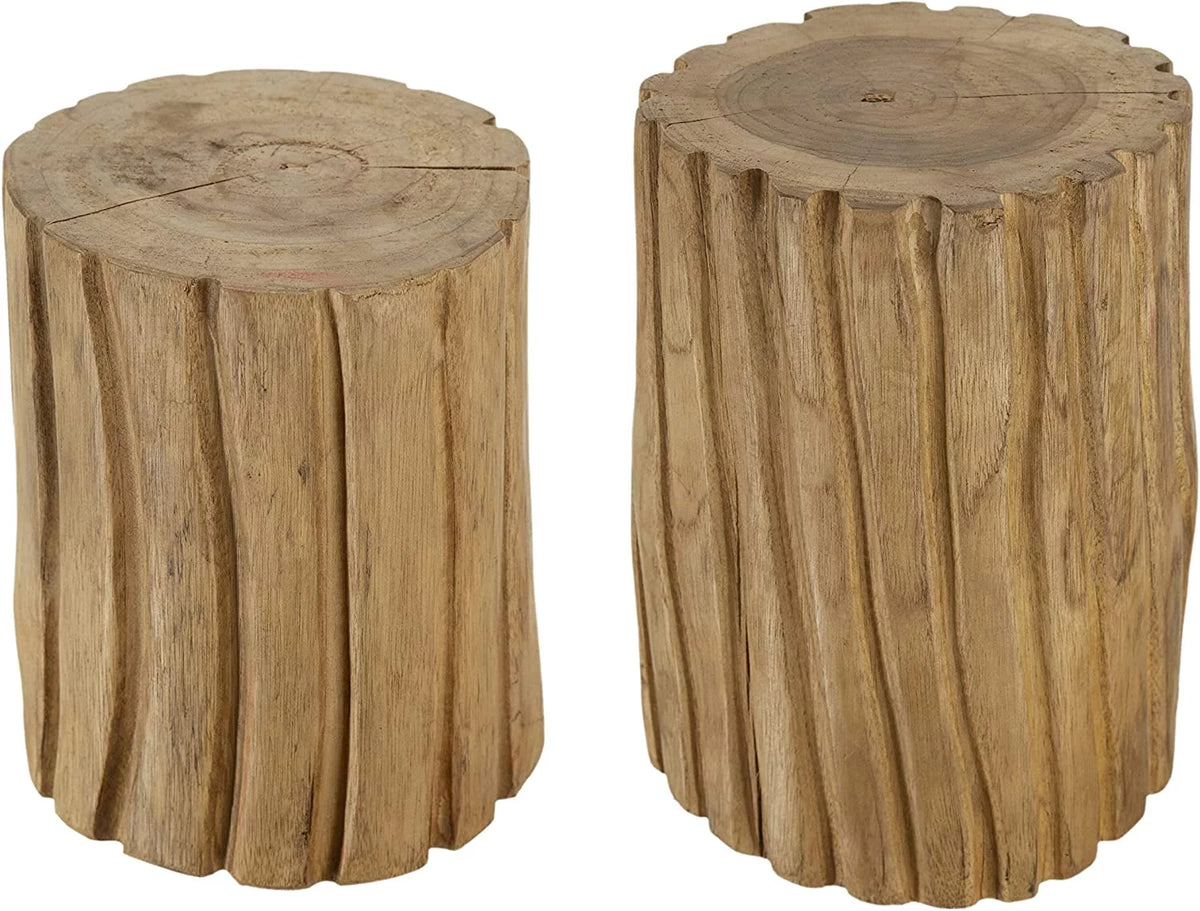 Teak Stump Displays Set of 2 Brown G51903