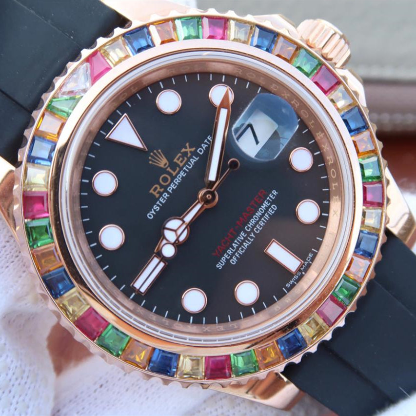 Black Dial Rubber Strap 40mm Watch Y90177