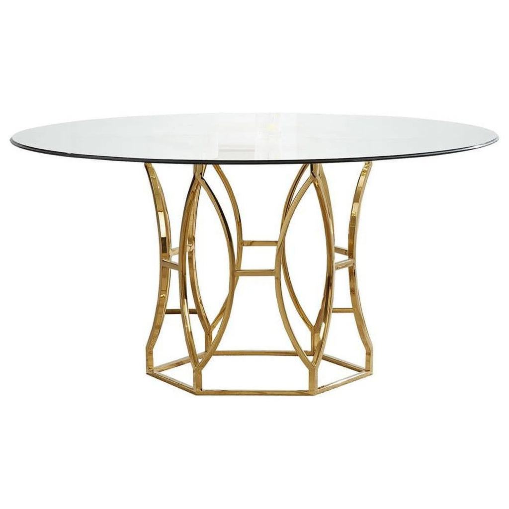 60" Stainless Steel and Glass Round Dining Table C515
