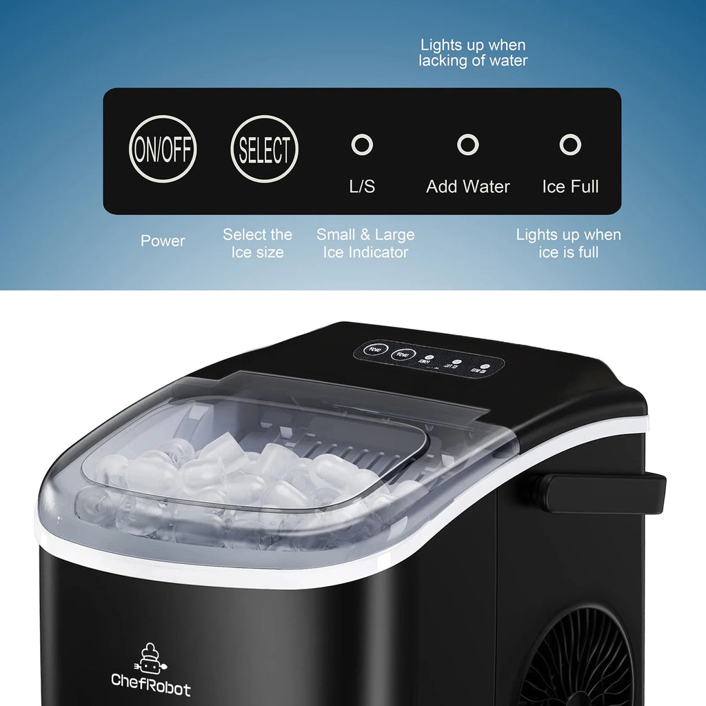 Black Self-Cleaning Countertop Ice Maker with Ice Scoop and Basket H243
