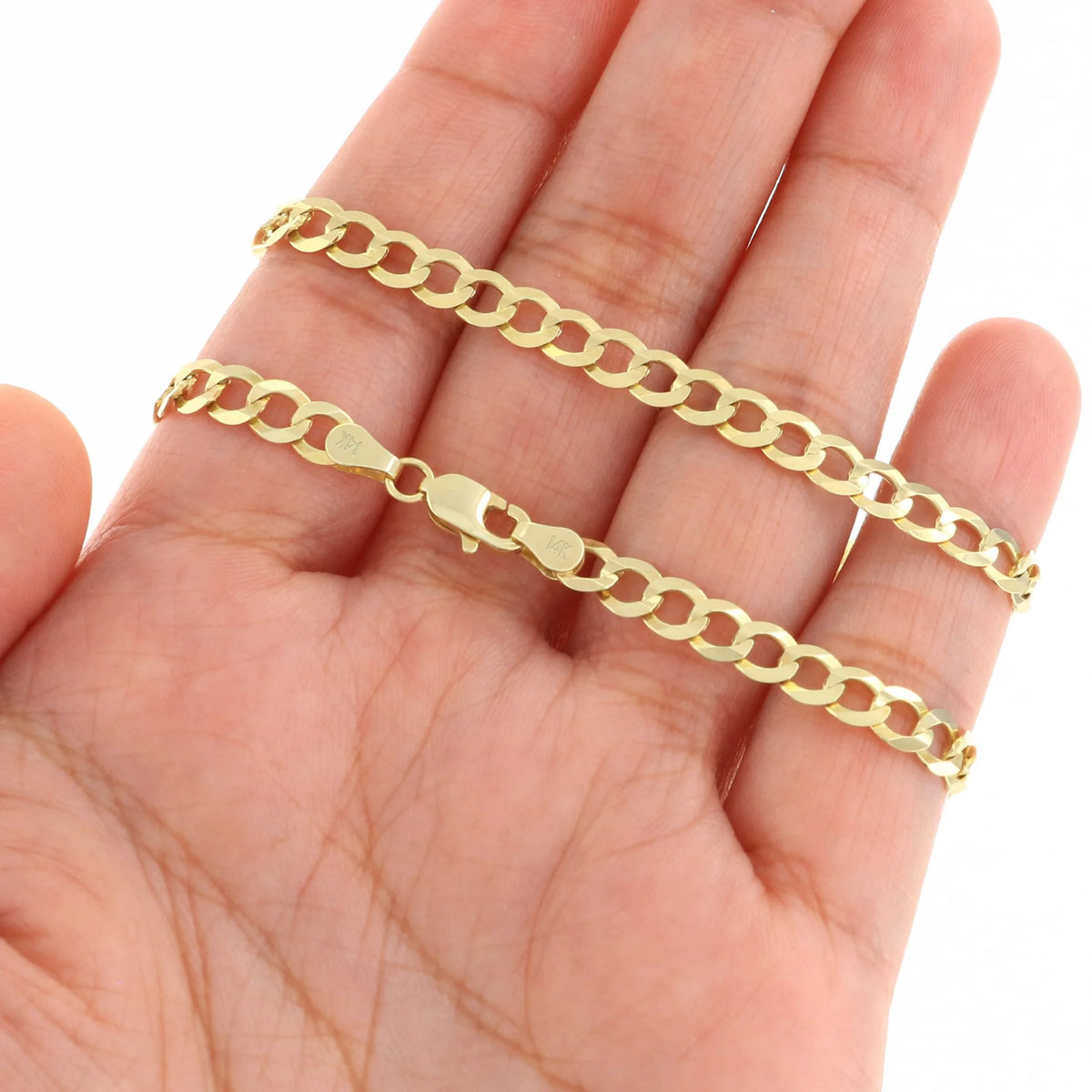 14k Yellow Gold 5mm Solid Cuban Curb Link Chain Bracelet B6610