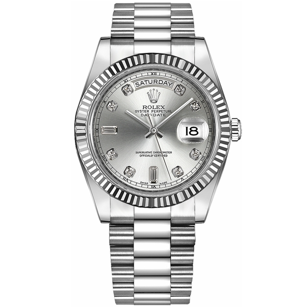 Silver Diamond Scale 41mm Watch D558