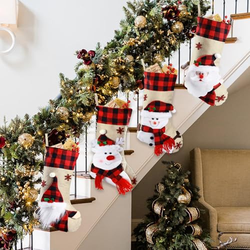 18.5'' Burlap Plaid Christmas Stockings 1-Pack Q80714