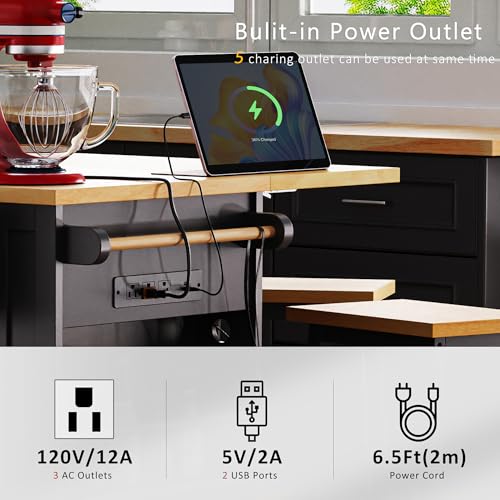 53" Kitchen Cart Island on Wheels with Power Outlet L824