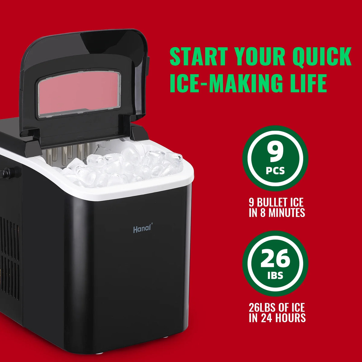 Countertop Ice Maker 26lbs/24H with Ice Scoop & Basket D727462