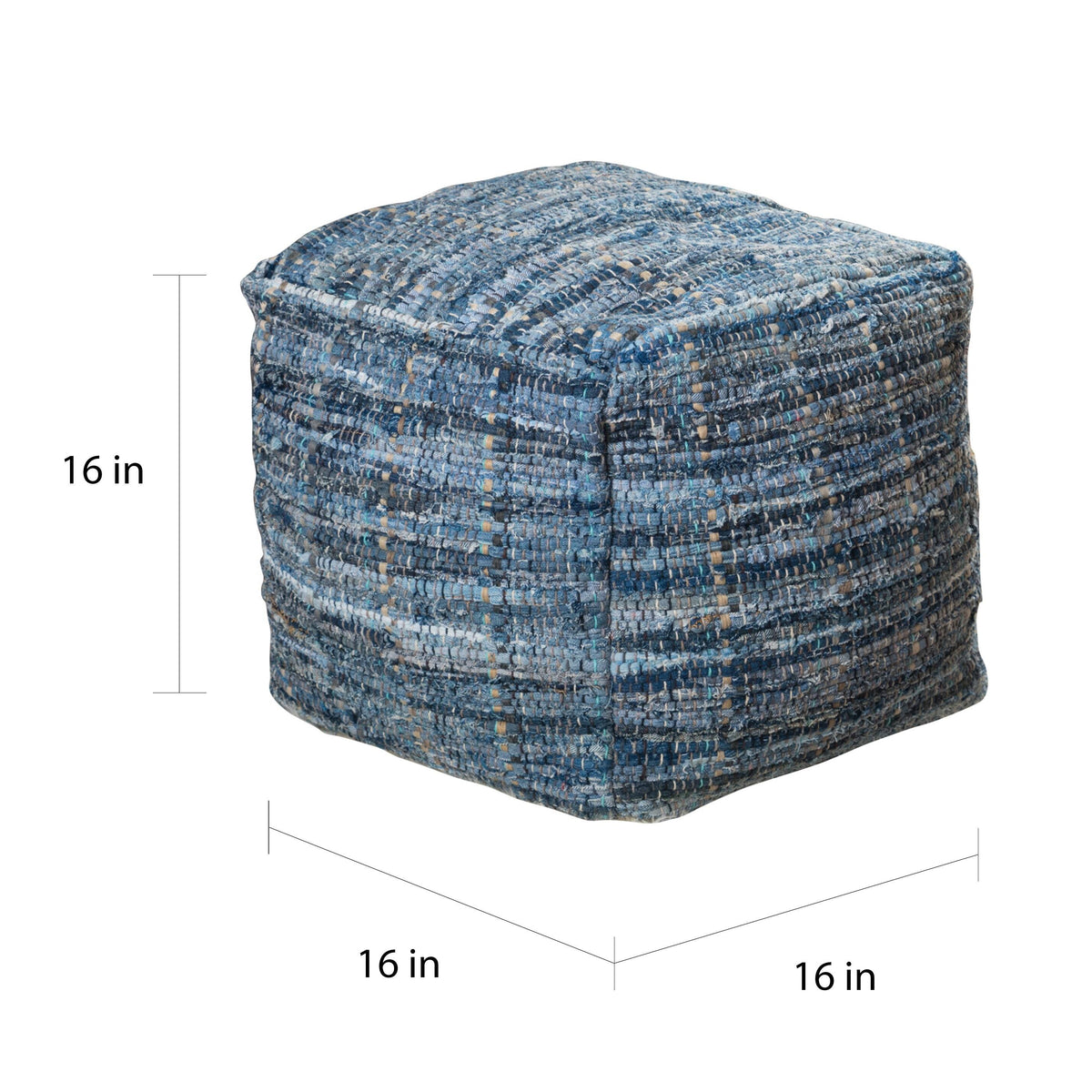 Blue Fabric Pouf Ottoman E3581
